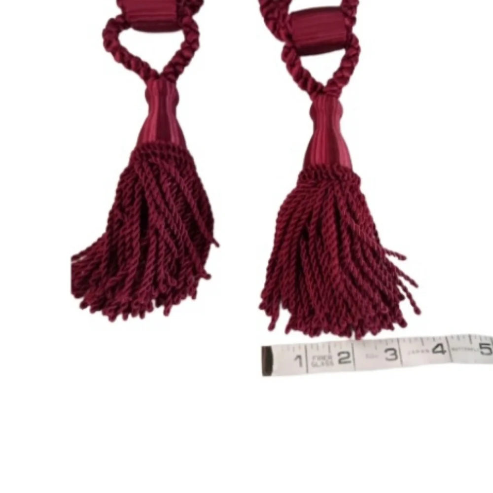 Set of 2 Burgundy Curtain Tassel Tie-Backs | EUC